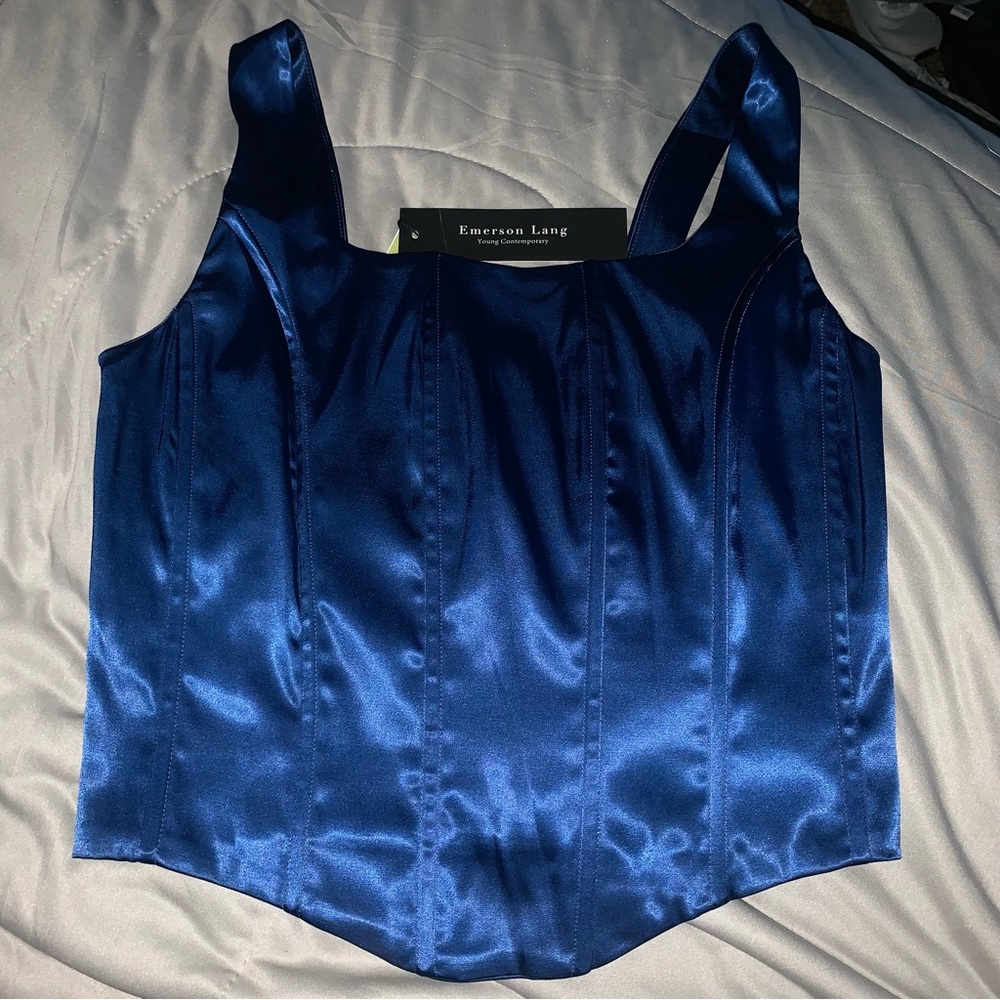 Women’s Blue Satin Corset Top